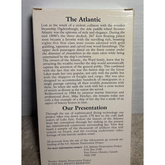 Steamer Atlantic Preservation Project VHS 1993 With Box Historical Documentary - Picture 3 of 4